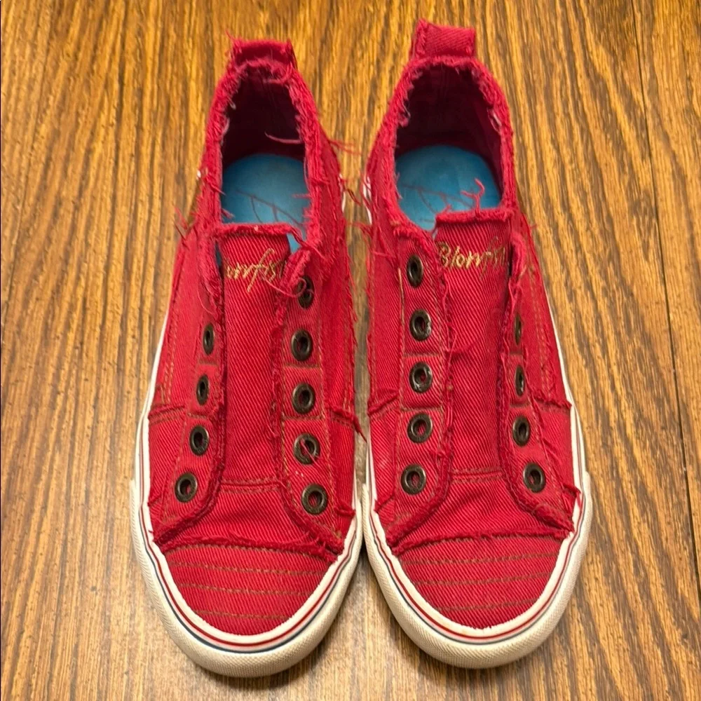 Blowfish Distressed Red Slip-On Canvas Sneakers